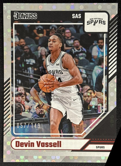 Devin Vassell 2024 Panini Donruss Red Disco /149 Spurs Sports Trading Card