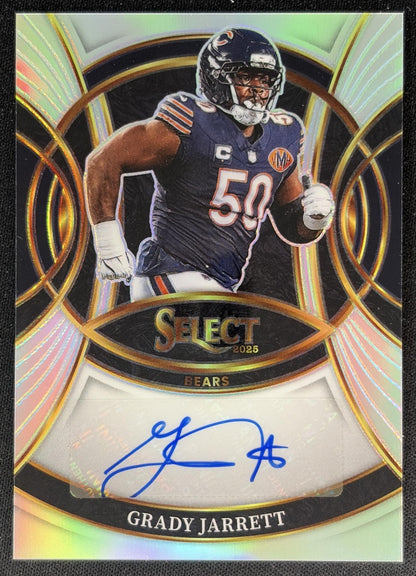 Grady Jarrett 2025 Panini Select Signatures Silver Prizm Bears front