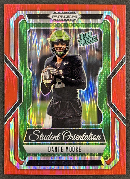 Dante Moore 2025 Prizm Draft Picks Student Orientation Green Pulsar /49 Oregon Ducks