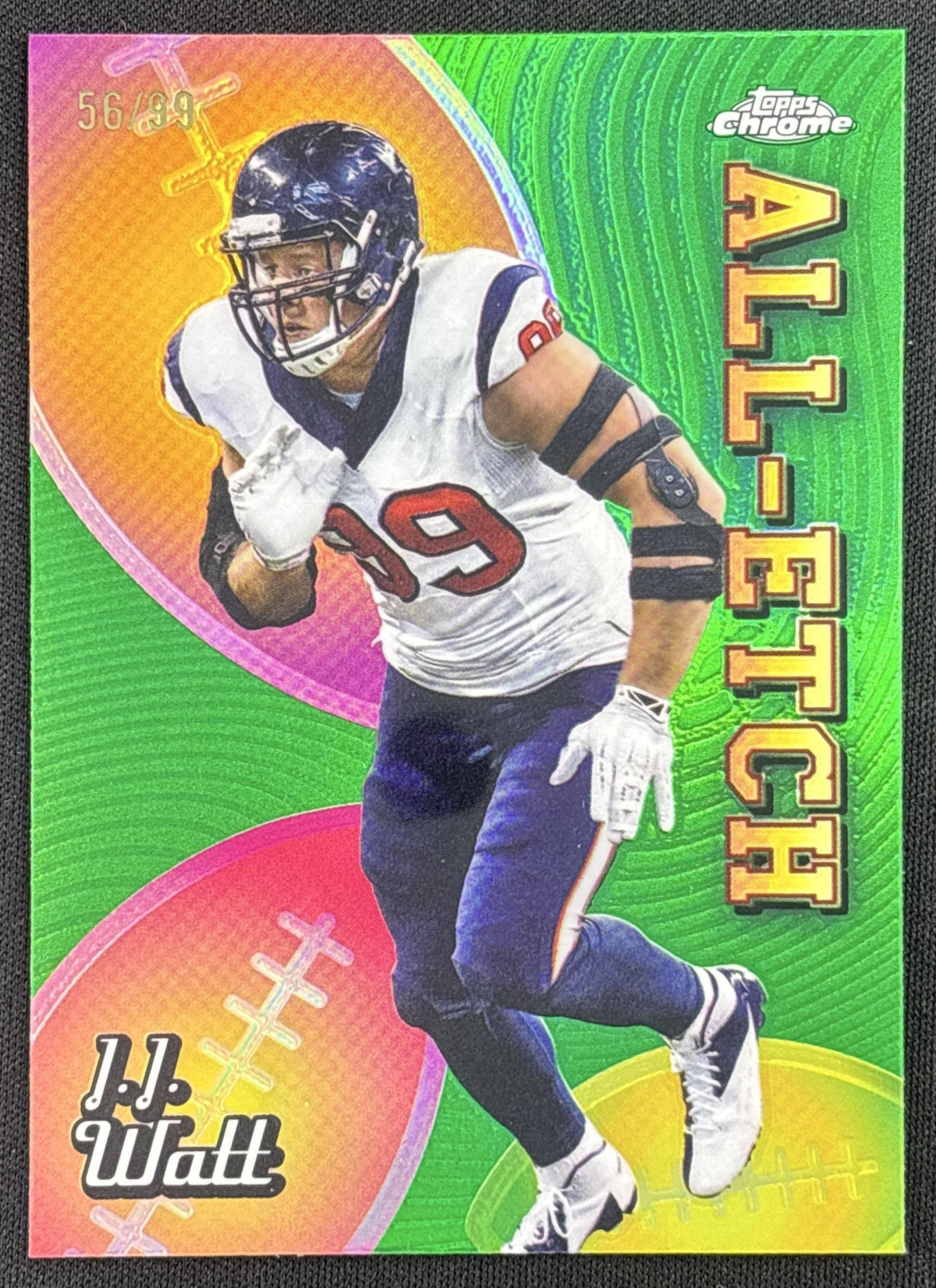 J.J. Watt 2024 Topps Chrome All-Etch Green Refractor /99 Texans