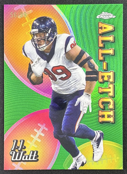 J.J. Watt 2024 Topps Chrome All-Etch Green Refractor /99 Texans
