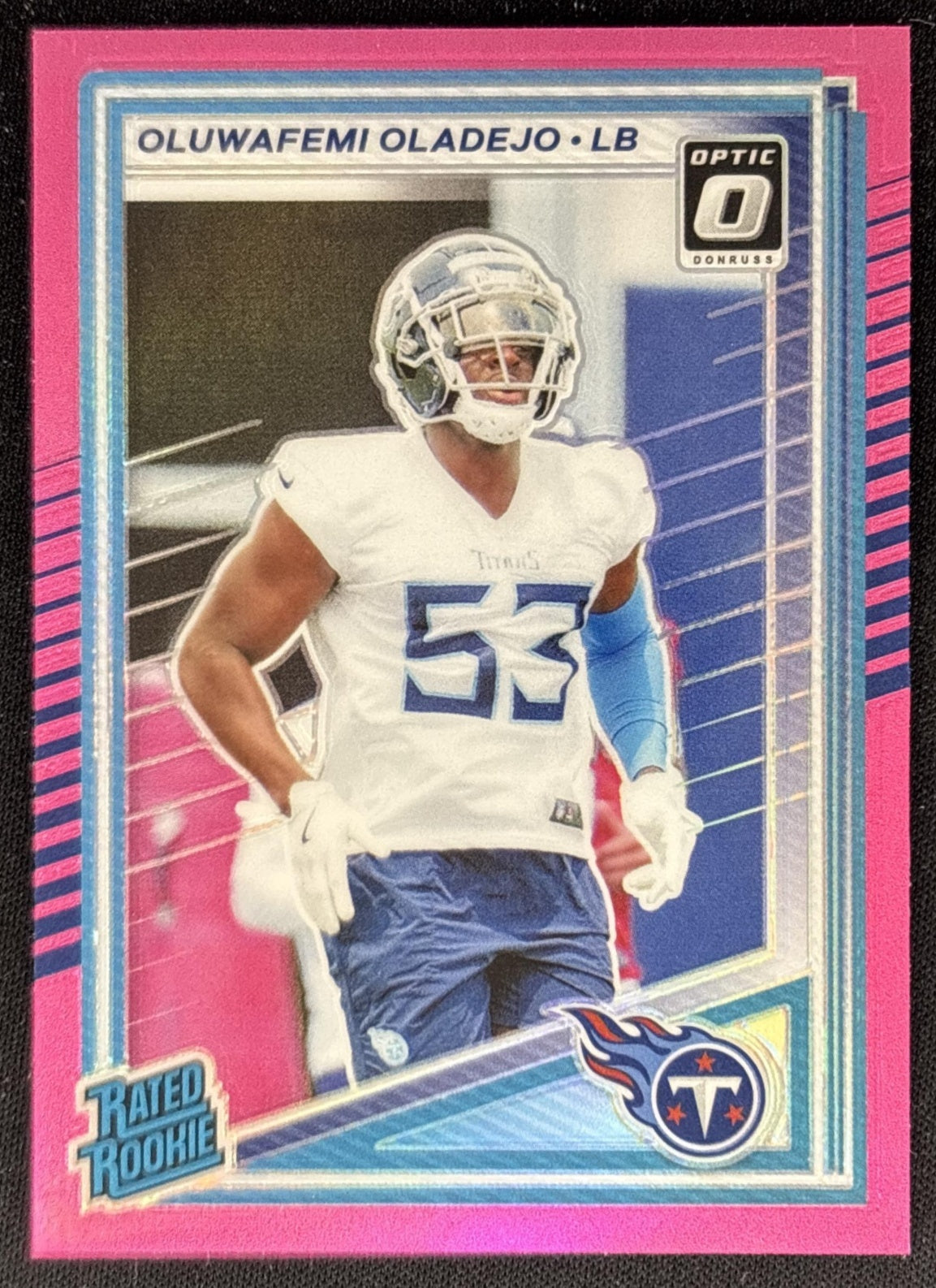 Oluwafemi Oladejo 2025 Panini Donruss Optic Rated Rookie Preview Pink Titans - Front