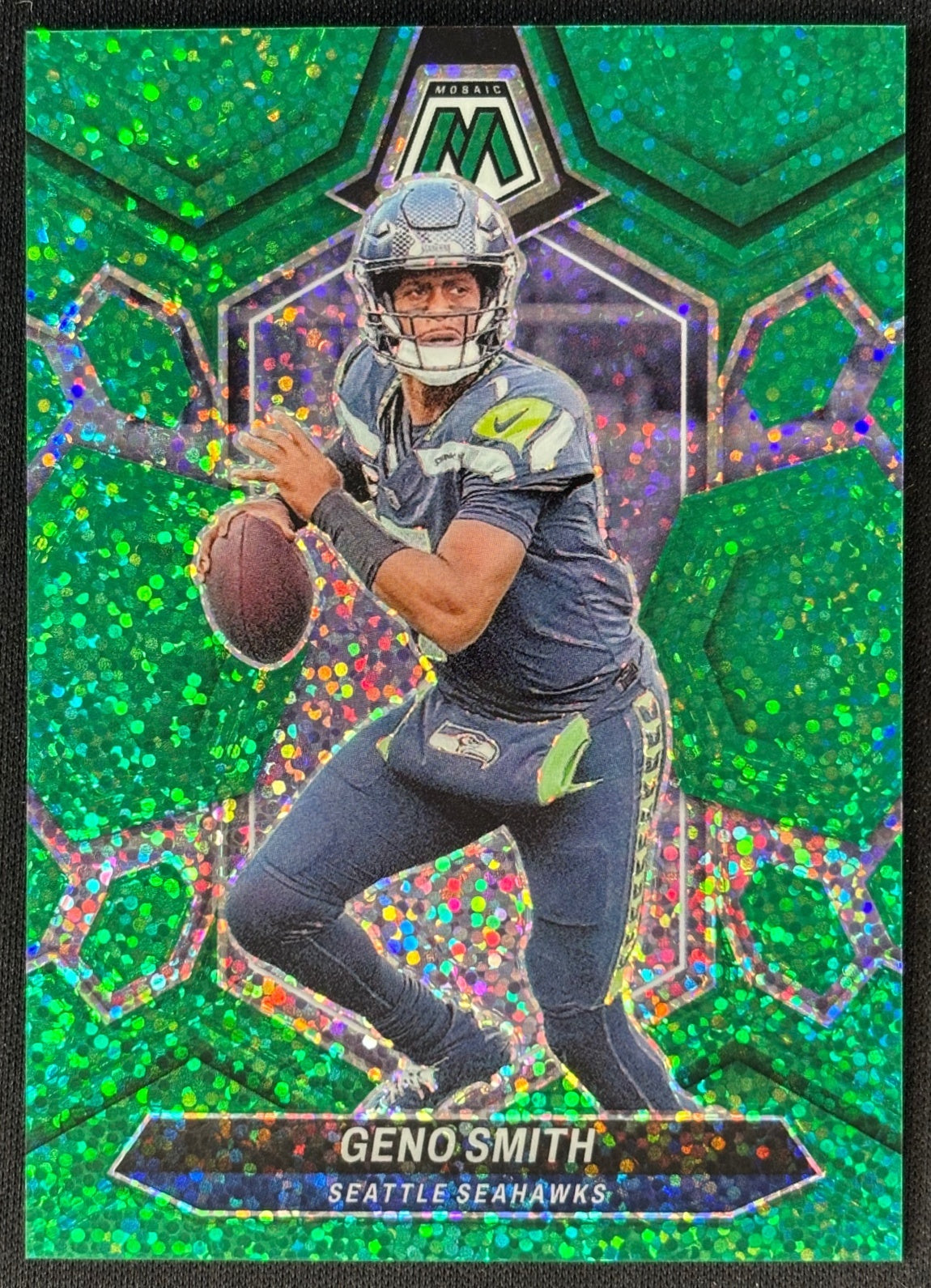 Geno Smith 2024 Mosaic Choice Black Gold Prizm /8 Seahawks - Front