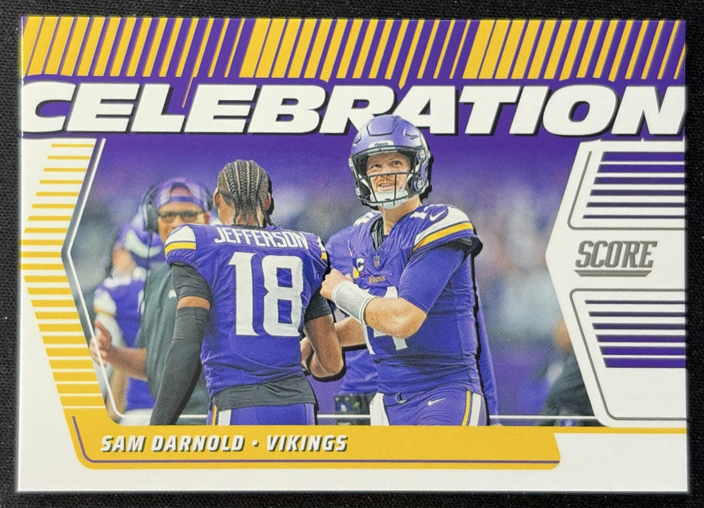 Sam Darnold 2025 Panini Score Celebration Gold Vikings Sports Trading Cards
