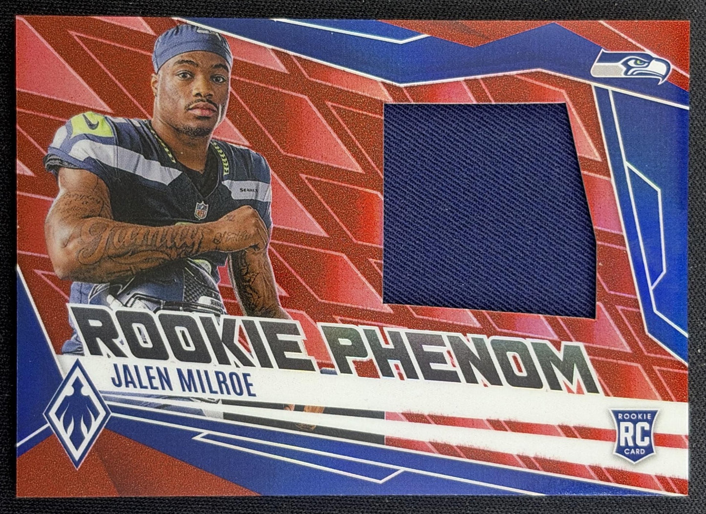 Jalen Milroe 2025 Panini Phoenix Rookie Phenom Jersey Red Prizm /299 Seahawks