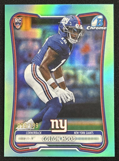 Colton Hood 2026 Bowman Chrome NFL Aqua Refractor /199 Giants - Front