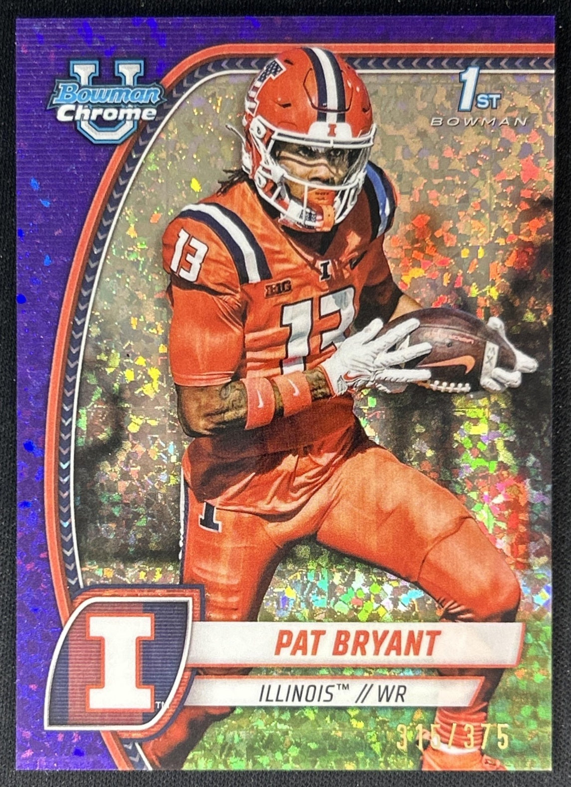 Pat Bryant 2024 Bowman Chrome University Purple Mini Diamond Refractor /375 front