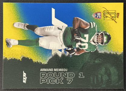 Armand Membou 2025 Topps Signature Class Rookie Blue & Yellow Foil Jets front