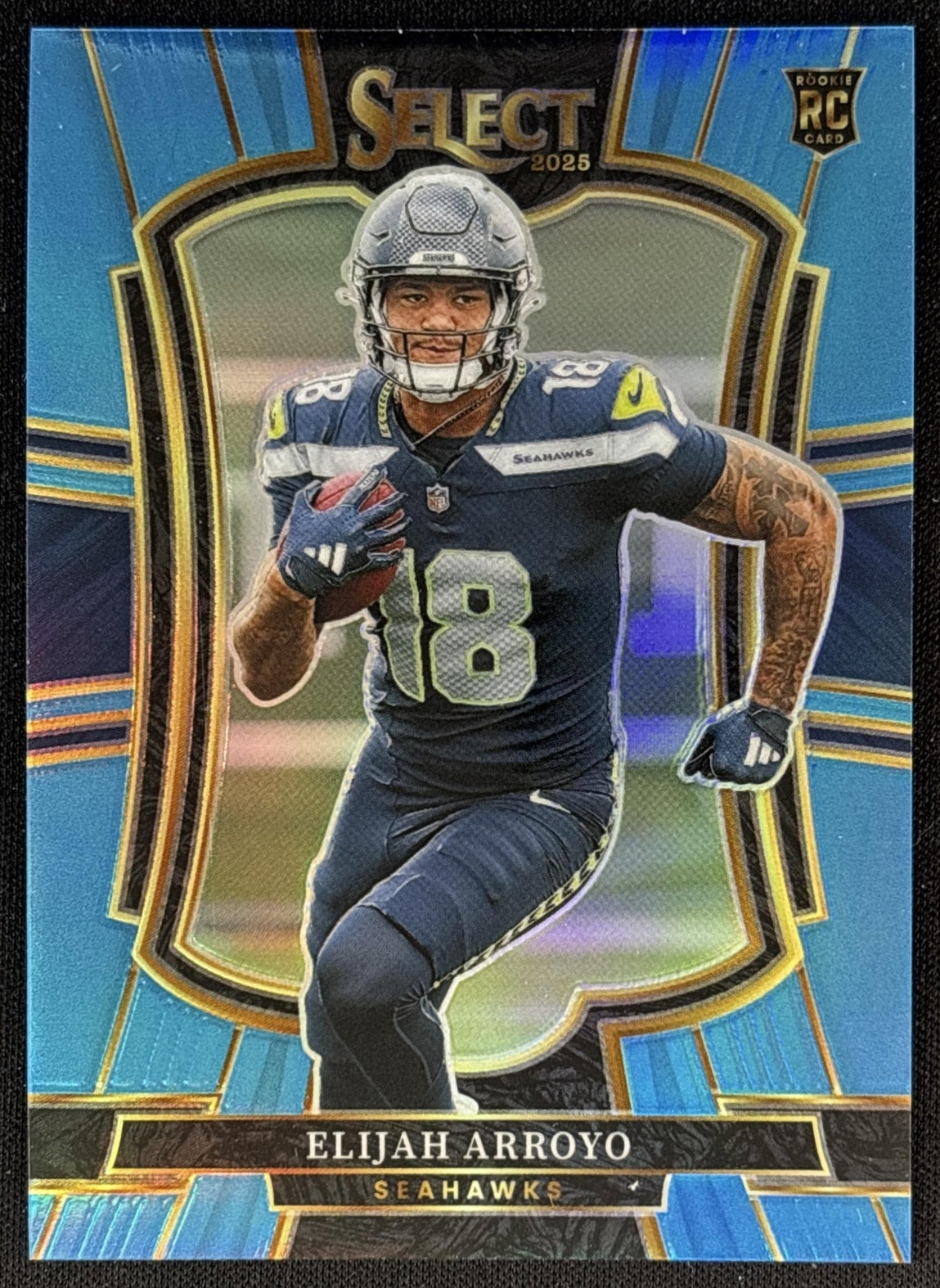 Elijah Arroyo 2025 Panini Select Premier Level Light Blue Prizm /99 Seahawks front