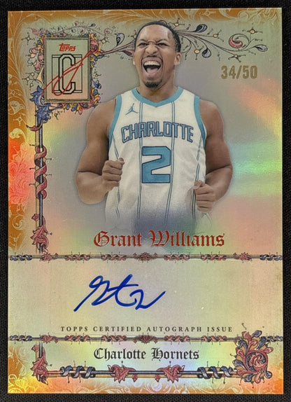 Grant Williams 2025 Signature Class Manuscripts Auto Orange Refractor /50 Hornets