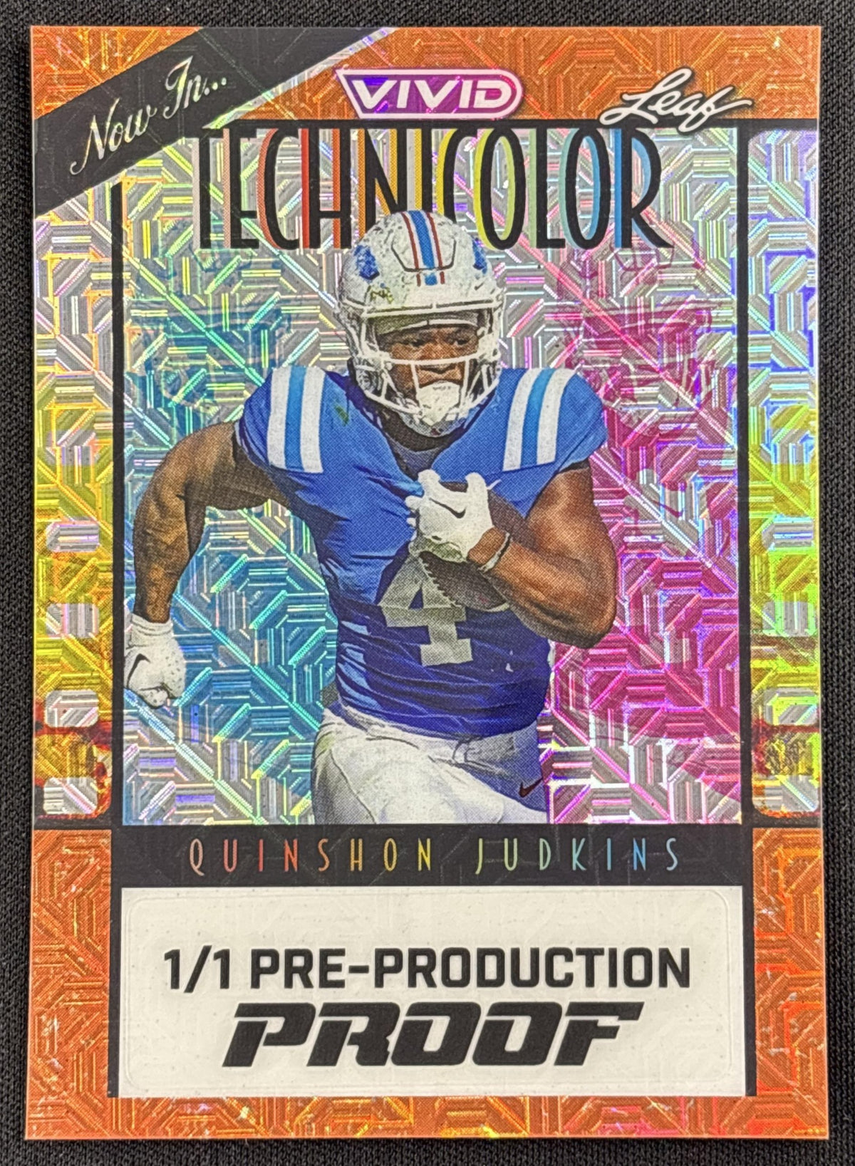 Quinshon Judkins Leaf 1/1 Pre-Production Technicolor Chargers