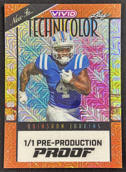 Quinshon Judkins Leaf 1/1 Pre-Production Technicolor Chargers