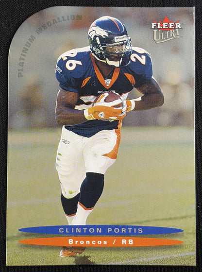 Front of Clinton Portis 2003 Fleer Ultra Platinum Medallion /100 Broncos sports trading card