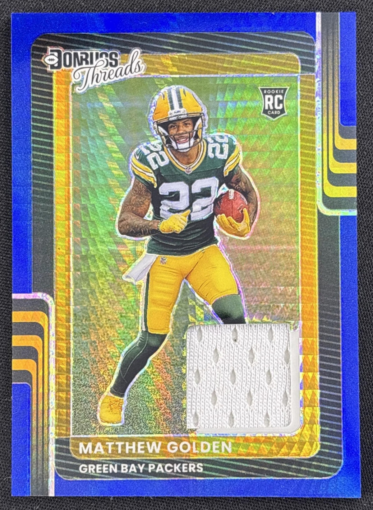 Matthew Golden 2025 Panini Donruss Optic Threads Blue Hyper Prizm Packers