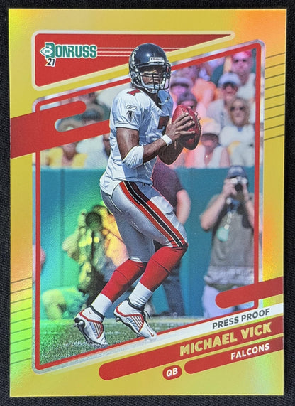 Michael Vick 2021 Panini Donruss Press Proof Premium Falcons - Atlanta Falcons