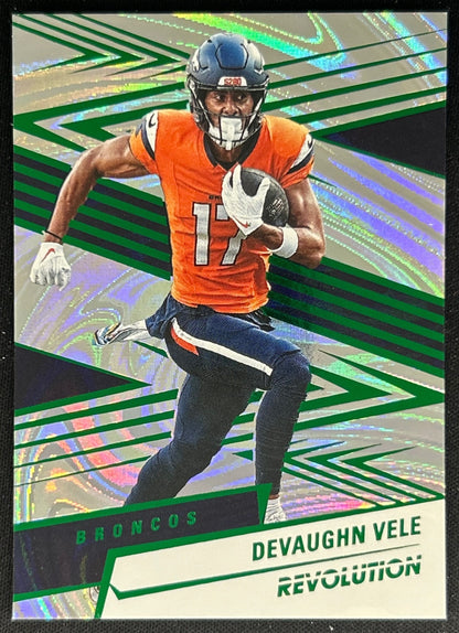 Devaughn Vele 2025 Panini Revolution Green Swirl /199 Broncos Sports Trading Cards
