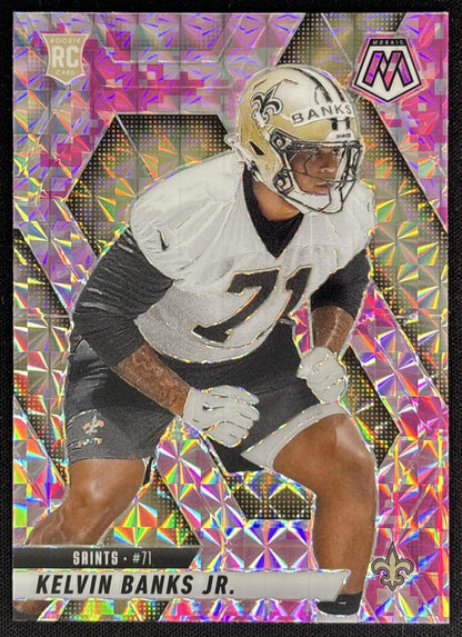 Kelvin Banks Jr. 2025 Panini Mosaic Rookies Camo Pink Prizm Saints