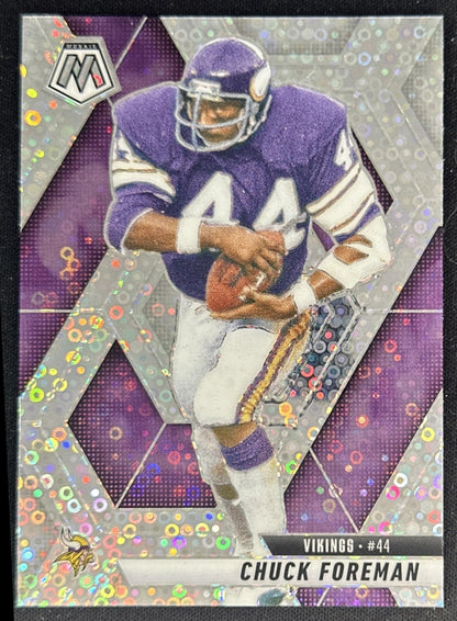Chuck Foreman 2025 Panini Mosaic No Huddle Silver Prizm Vikings Sports Trading Cards