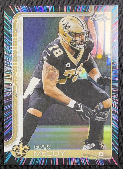 Erik McCoy 2025 Topps Chrome Neon Pulse Refractor Saints