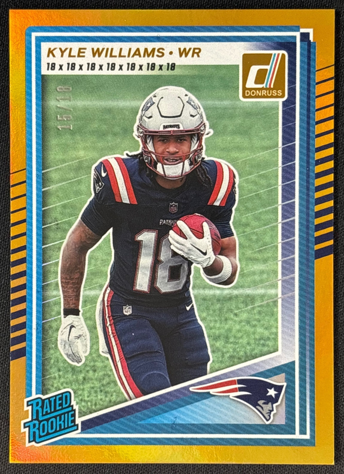 Kyle Williams 2025 Donruss Rated Rookie Jersey Number /18 Patriots