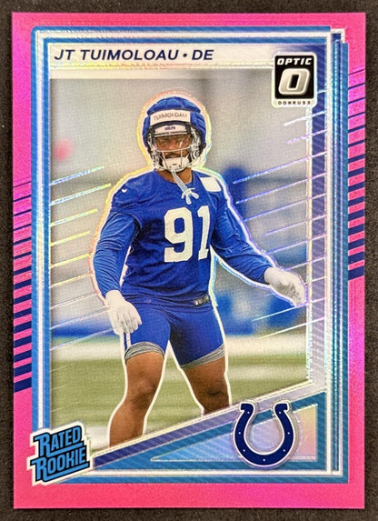 JT Tuimoloau 2025 Panini Donruss Optic Rated Rookie Preview Pink Colts