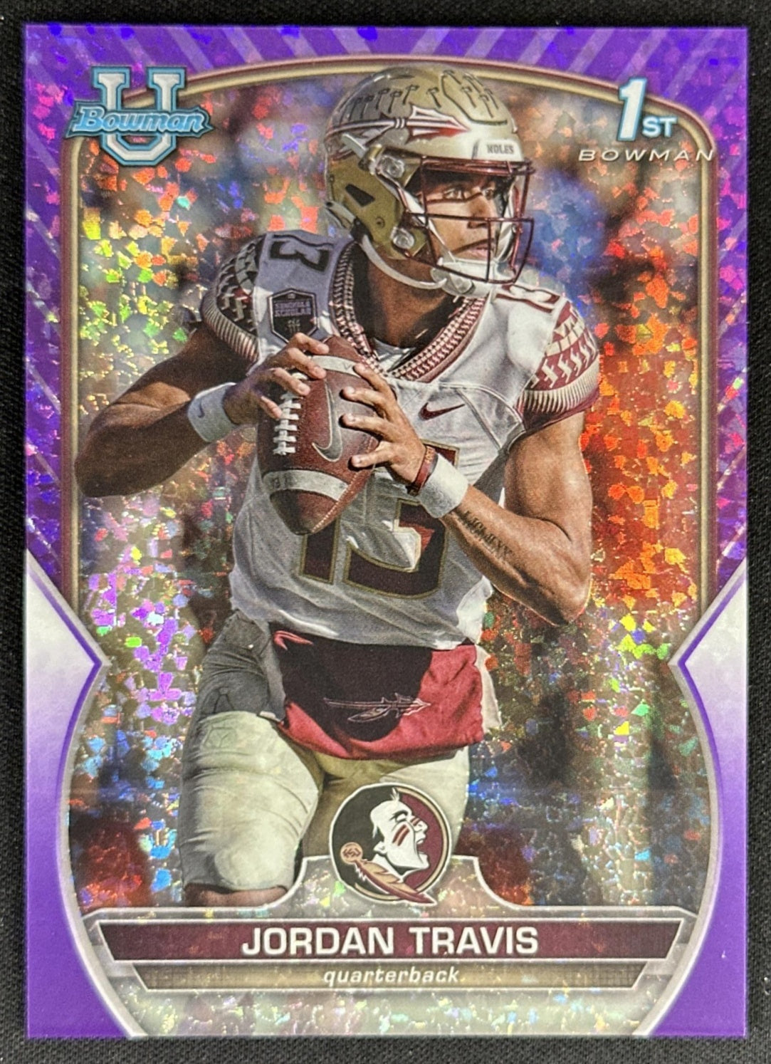 Jordan Travis 2022 University Chrome Purple Mini Diamond Refractor /399 Seminoles