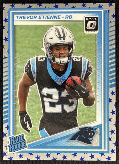 Trevor Etienne 2025 Panini Donruss Optic Rated Rookie Stars Prizm Panthers front