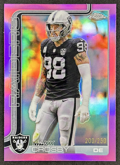 Maxx Crosby 2025 Topps Chrome Pink Refractor /250 Raiders Sports Trading Cards