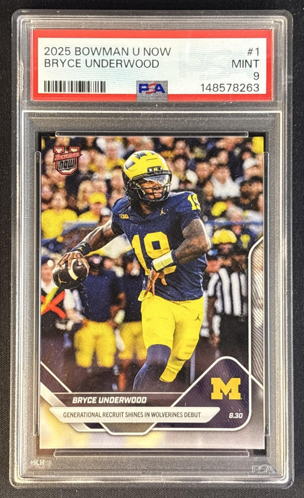 Bryce Underwood 2025 Bowman U Now PSA 9 Wolverines Football Cards