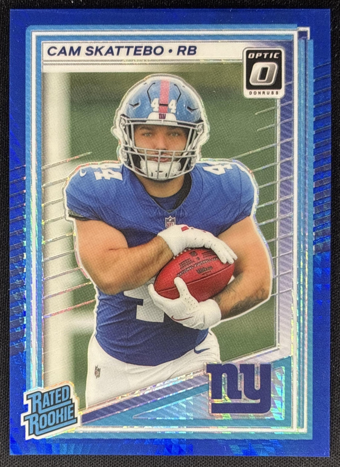 Cam Skattebo 2025 Panini Donruss Optic Rated Rookie Blue Hyper Prizm Giants Sports Trading Cards