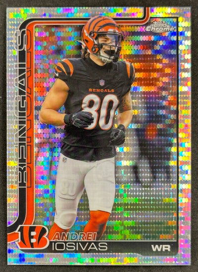 Andrei Iosivas 2025 Topps Chrome Pulsar Refractor Bengals Sports Trading Cards