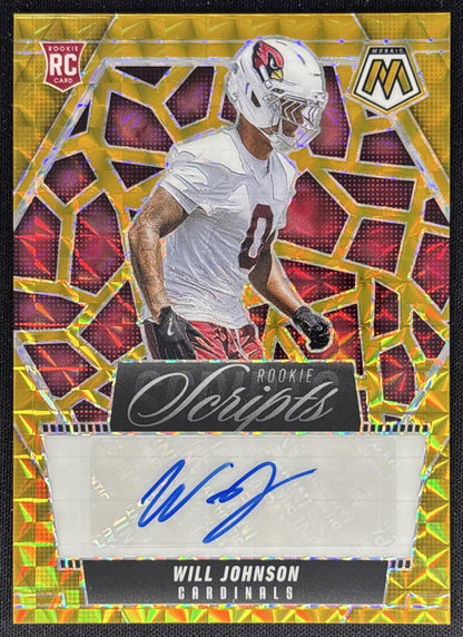 Will Johnson 2025 Panini Mosaic Rookie Scripts Gold Prizm /10 Cardinals Default Title Sports Trading Cards