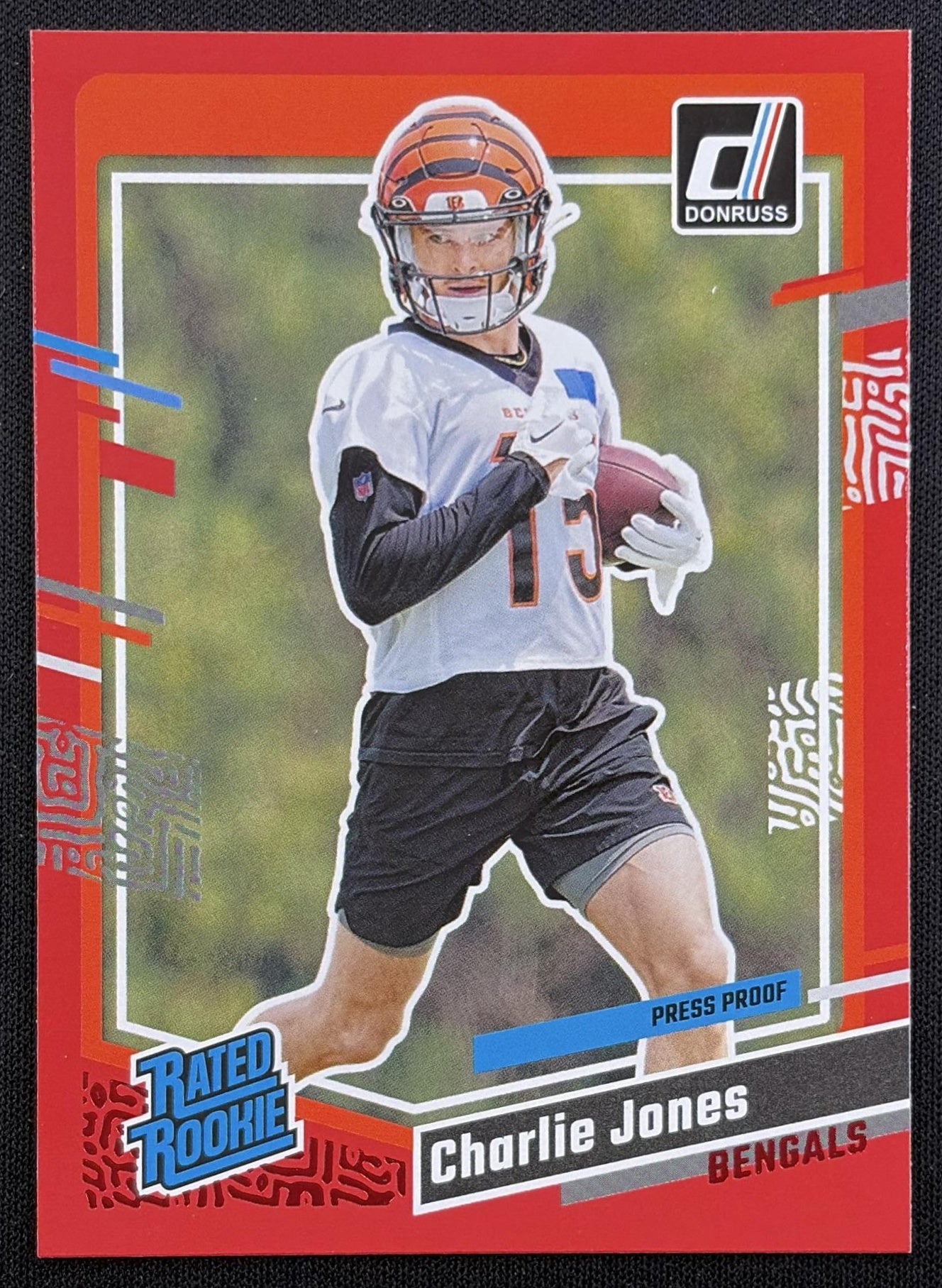Charlie Jones 2023 Panini Donruss Press Proof Red Bengals Cincinnati Bengals