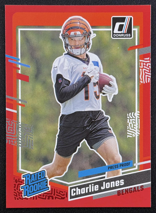 Charlie Jones 2023 Panini Donruss Press Proof Red Bengals Cincinnati Bengals