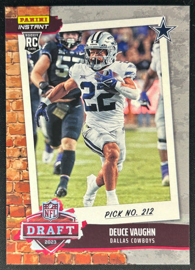 Deuce Vaughn 2023 Panini Instant NFL Draft Night Cowboys Sports Trading Cards
