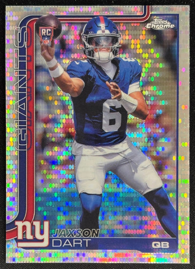 Jaxson Dart 2025 Topps Chrome Rookie Pulsar Refractor Giants Sports Trading Card