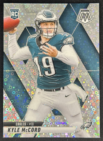 Kyle McCord 2025 Panini Mosaic Rookies No Huddle Silver Prizm Eagles Sports Trading Cards