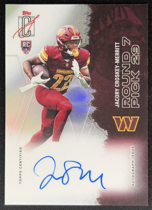 Jacory Croskey-Merritt 2025 Topps Signature Class Rookie Chrome Auto Commanders