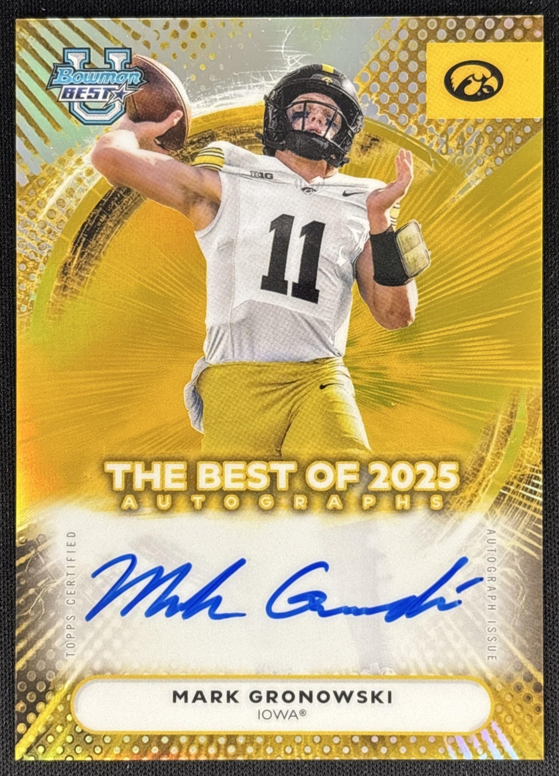 Mark Gronowski 2025 Best University The Best of Auto Gold Refractor /50 Hawkeyes Sports Trading Card