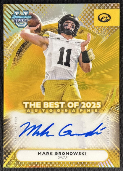 Mark Gronowski 2025 Best University The Best of Auto Gold Refractor /50 Hawkeyes Sports Trading Card