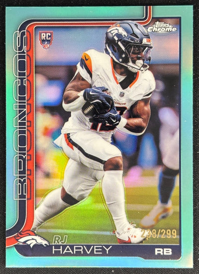 RJ Harvey 2025 Topps Chrome Rookie Teal Refractor /299 Broncos Default Title Sports Trading Cards