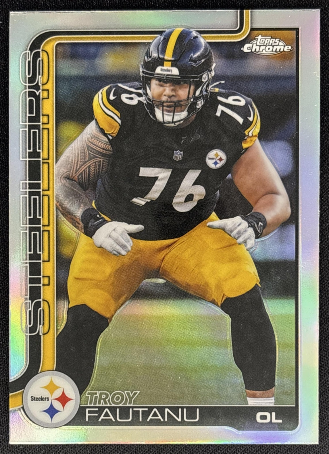 Troy Fautanu 2025 Topps Chrome Refractor Steelers - Front