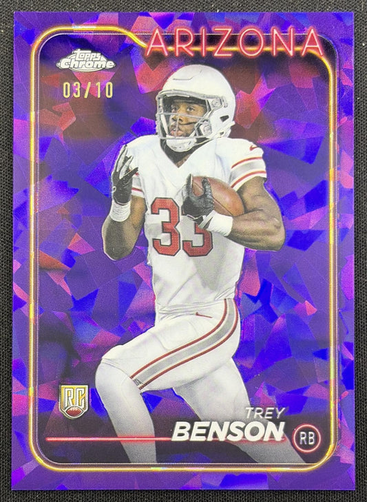 Trey Benson 2024 Topps Chrome Sapphire Edition Purple Refractor /10 Cardinals Arizona Cardinals