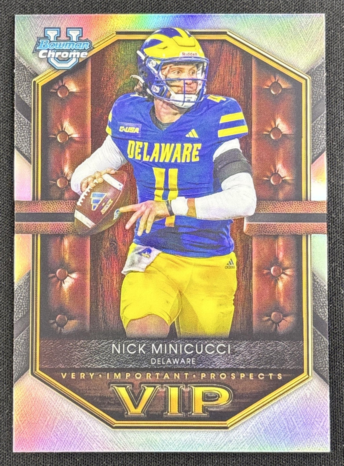 Nick Minicucci 2026 Bowman Very Important Prospects Refractor Fightin' Blue Hens