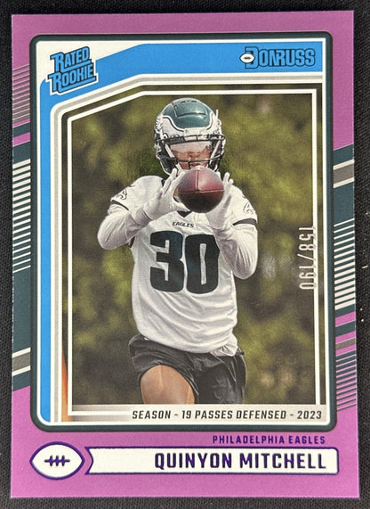 Quinyon Mitchell 2024 Panini Donruss Season Stat Line /190 Eagles Sports Trading Cards