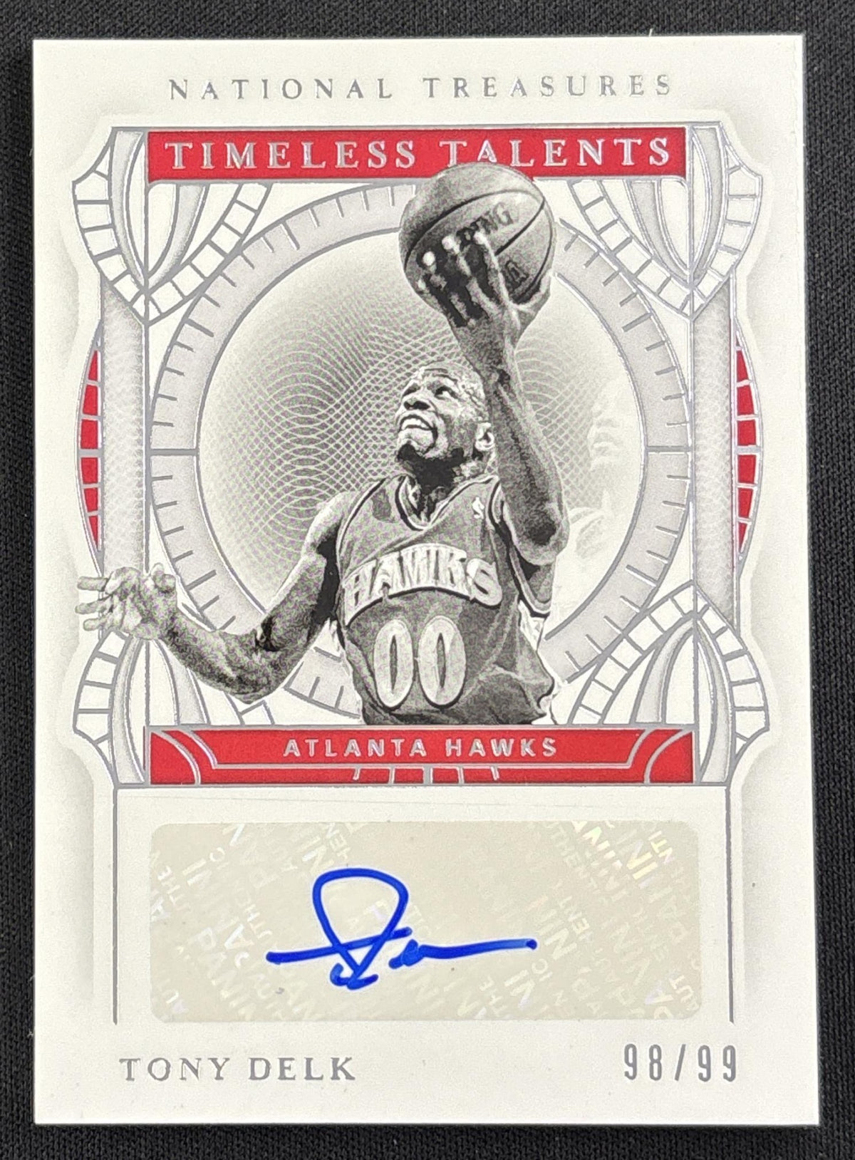 Tony Delk 2020 Panini National Treasures Timeless Talents Signatures /99 Hawks