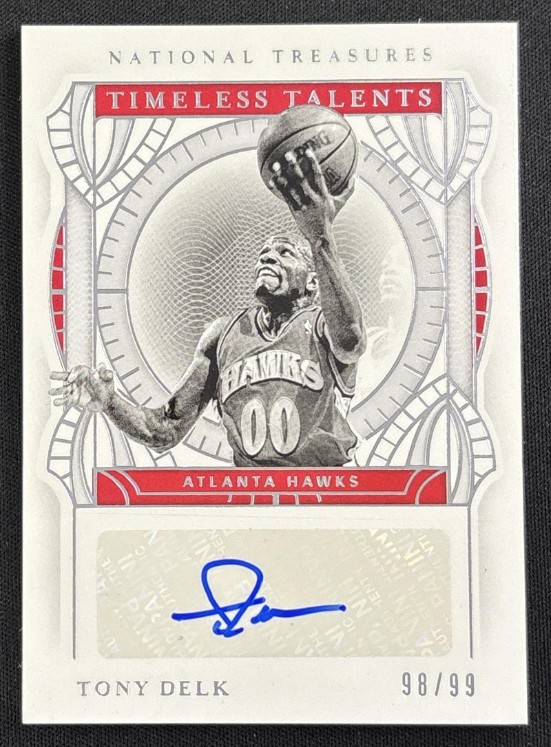 Tony Delk 2020 Panini National Treasures Timeless Talents Signatures /99 Hawks