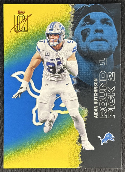 Aidan Hutchinson 2025 Topps Signature Class Veteran Blue & Yellow Foil Lions front