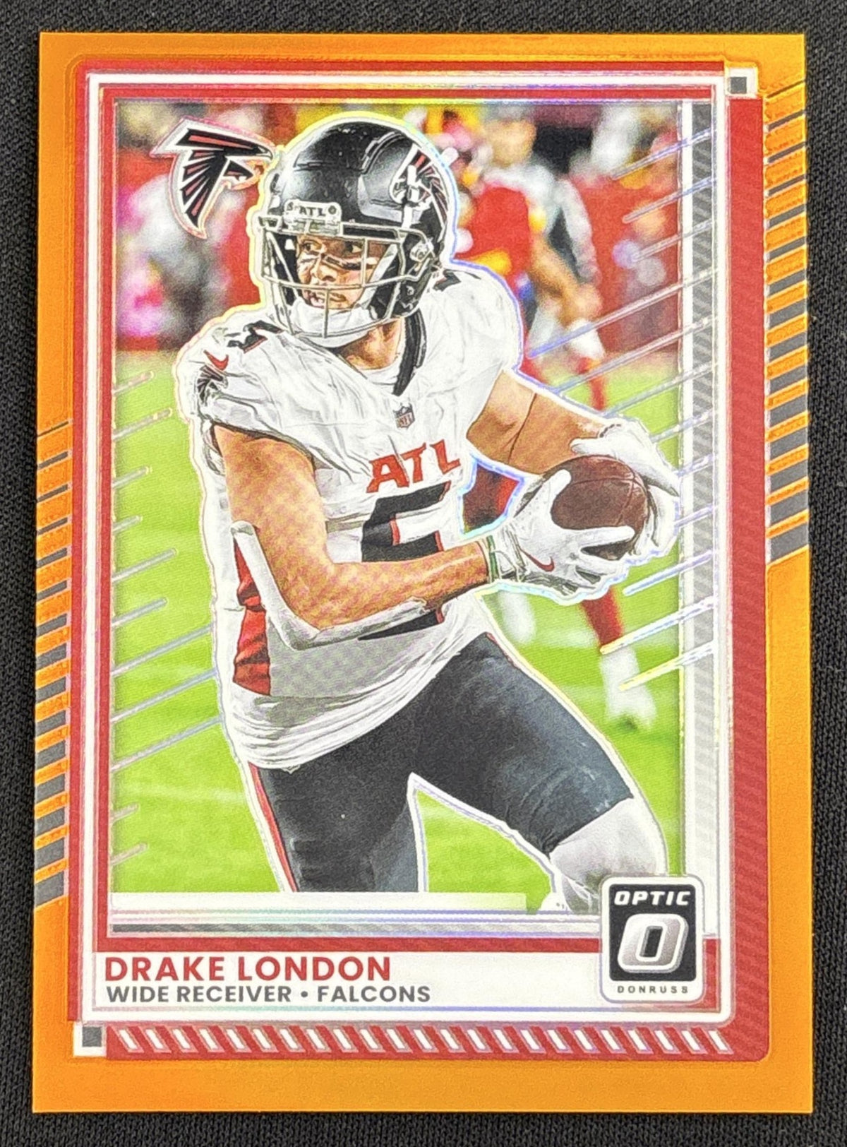 Drake London 2025 Panini Donruss Optic Orange Prizm /299 Falcons Sports Trading Card