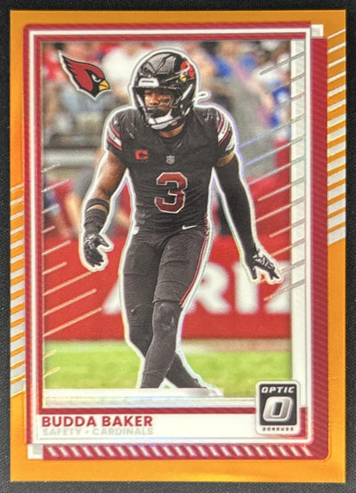 Budda Baker 2025 Panini Donruss Optic Orange Prizm /299 Cardinals front